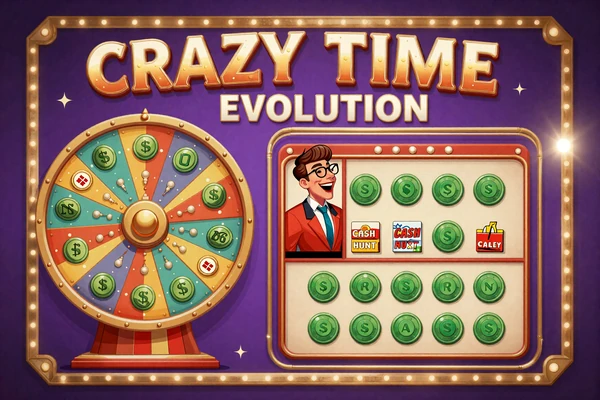Crazy Time Live Show Thumbnail mit buntem Money Wheel und Bonusrunden